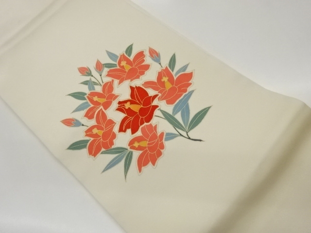 塩瀬金彩花々模様名古屋帯